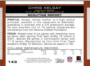 2003 Topps Draft Picks & Prospects #143 Chris Kelsay Back