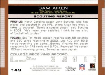 2003 Topps Draft Picks & Prospects #149 Sam Aiken Back