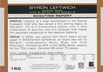 2003 Topps Draft Picks & Prospects #150 Byron Leftwich Back