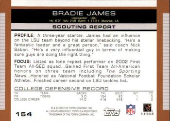 2003 Topps Draft Picks & Prospects #154 Bradie James Back
