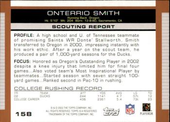2003 Topps Draft Picks & Prospects #158 Onterrio Smith Back