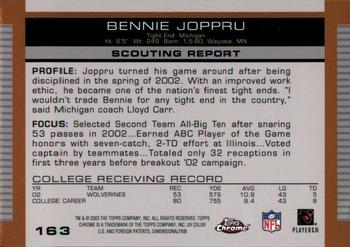 2003 Topps Draft Picks & Prospects #163 Bennie Joppru Back