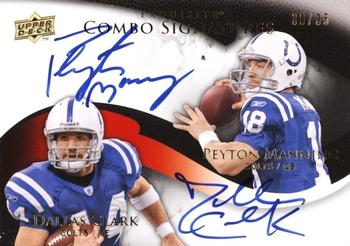 2008 Upper Deck Exquisite Collection - Signature Combos #ECS-MC Peyton Manning / Dallas Clark Front 2008 Upper Deck Exquisite Collection - Signature Combos #ECS-MC Peyton Manning / Dallas Clark Front