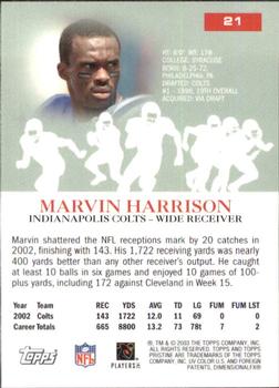 2003 Topps Pristine #21 Marvin Harrison Back