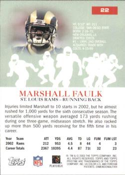2003 Topps Pristine #22 Marshall Faulk Back