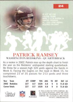 2003 Topps Pristine #24 Patrick Ramsey Back