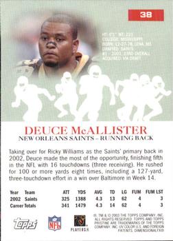 2003 Topps Pristine #38 Deuce McAllister Back