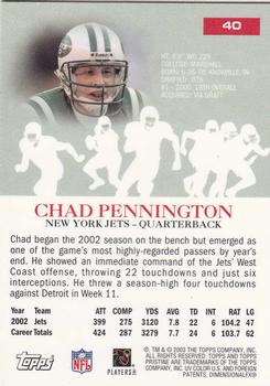 2003 Topps Pristine #40 Chad Pennington Back