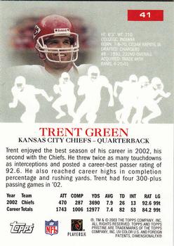 2003 Topps Pristine #41 Trent Green Back