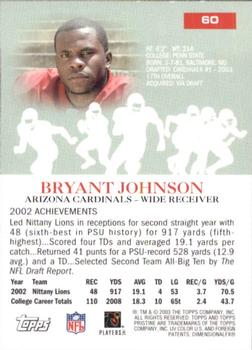 2003 Topps Pristine #60 Bryant Johnson Back
