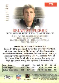 2003 Topps Pristine #70 Brian St. Pierre Back