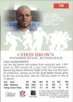 2003 Topps Pristine #72 Chris Brown Back
