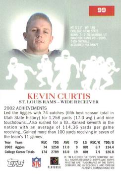 2003 Topps Pristine #99 Kevin Curtis Back