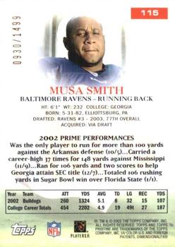 2003 Topps Pristine #115 Musa Smith Back