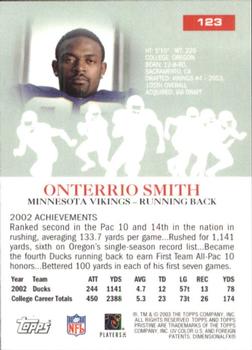 2003 Topps Pristine #123 Onterrio Smith Back