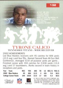 2003 Topps Pristine #132 Tyrone Calico Back