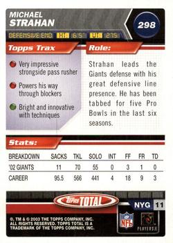 2003 Topps Total #298 Michael Strahan Back