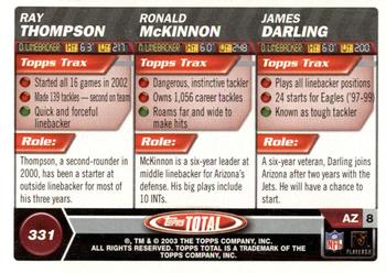 2003 Topps Total #331 James Darling / Raynoch Thompson / Ronald McKinnon Back