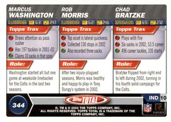 2003 Topps Total #344 Chad Bratzke / Marcus Washington / Rob Morris Back