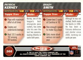 2003 Topps Total #366 Brady Smith / Patrick Kerney Back