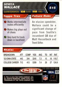 2003 Topps Total #515 Seneca Wallace Back