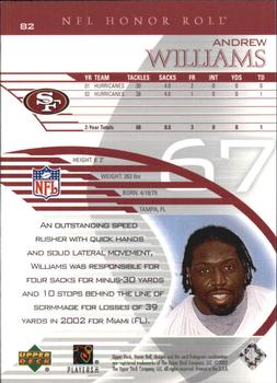 2003 Upper Deck Honor Roll #82 Andrew Williams Back