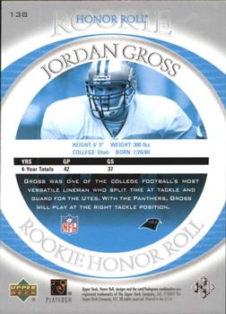2003 Upper Deck Honor Roll #138 Jordan Gross Back