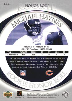 2003 Upper Deck Honor Roll #144 Michael Haynes Back
