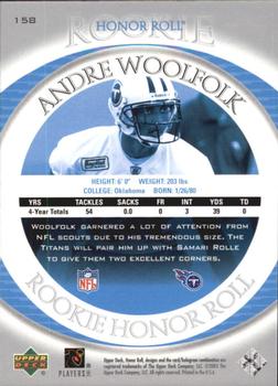 2003 Upper Deck Honor Roll #158 Andre Woolfolk Back