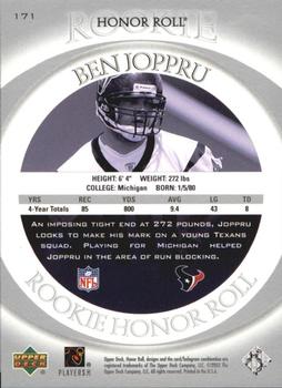 2003 Upper Deck Honor Roll #171 Bennie Joppru Back