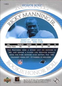2003 Upper Deck Honor Roll #180 Ricky Manning Jr. Back