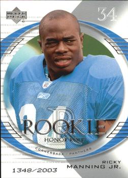 2003 Upper Deck Honor Roll #180 Ricky Manning Jr. Front