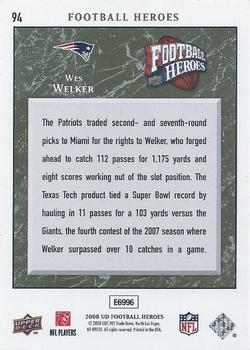 2008 Upper Deck Heroes - Green #94 Wes Welker Back