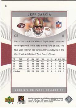 2003 UD Patch Collection #6 Jeff Garcia Back
