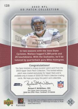 2003 UD Patch Collection #128 Seneca Wallace Back