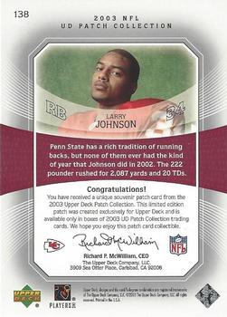 2003 UD Patch Collection #138 Larry Johnson Back