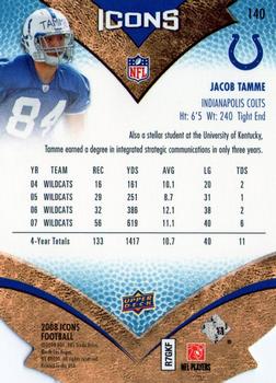 2008 Upper Deck Icons - Blue Die Cut #140 Jacob Tamme Back