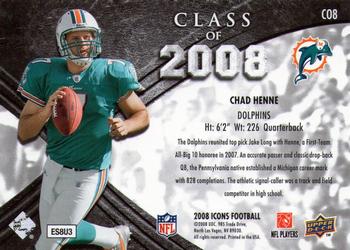 2008 Upper Deck Icons - Class of 2008 Blue #CO8 Chad Henne Back