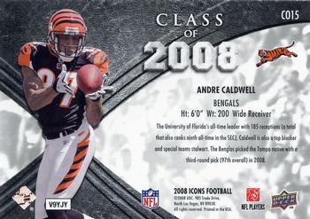 2008 Upper Deck Icons - Class of 2008 Blue #CO15 Andre Caldwell Back