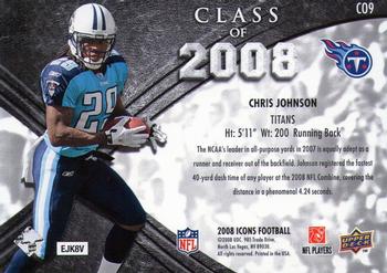 2008 Upper Deck Icons - Class of 2008 Gold #CO9 Chris Johnson Back
