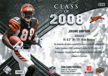 2008 Upper Deck Icons - Class of 2008 Gold #CO22 Jerome Simpson Back