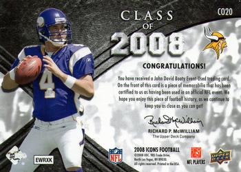 2008 Upper Deck Icons - Class of 2008 Jersey Silver #CO20 John David Booty Back