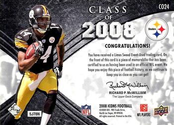 2008 Upper Deck Icons - Class of 2008 Jersey Silver #CO24 Limas Sweed Back