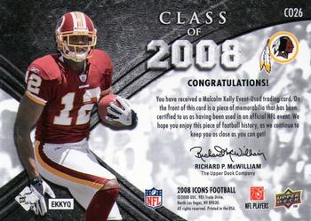 2008 Upper Deck Icons - Class of 2008 Jersey Silver #CO26 Malcolm Kelly Back