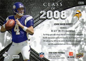 2008 Upper Deck Icons - Class of 2008 Silver #CO20 John David Booty Back