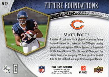 2008 Upper Deck Icons - Future Foundations Blue #FF22 Matt Forte Back