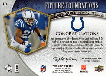 2008 Upper Deck Icons - Future Foundations Jersey Gold #FF4 Bob Sanders Back