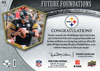 2008 Upper Deck Icons - Future Foundations Jersey Silver #FF3 Ben Roethlisberger Back