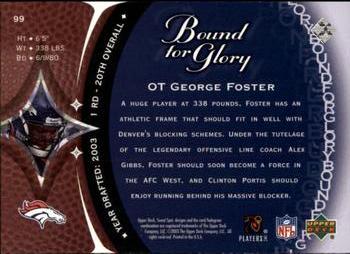 2003 Upper Deck Sweet Spot #99 George Foster Back