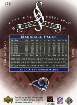 2003 Upper Deck Sweet Spot #126 Marshall Faulk Back